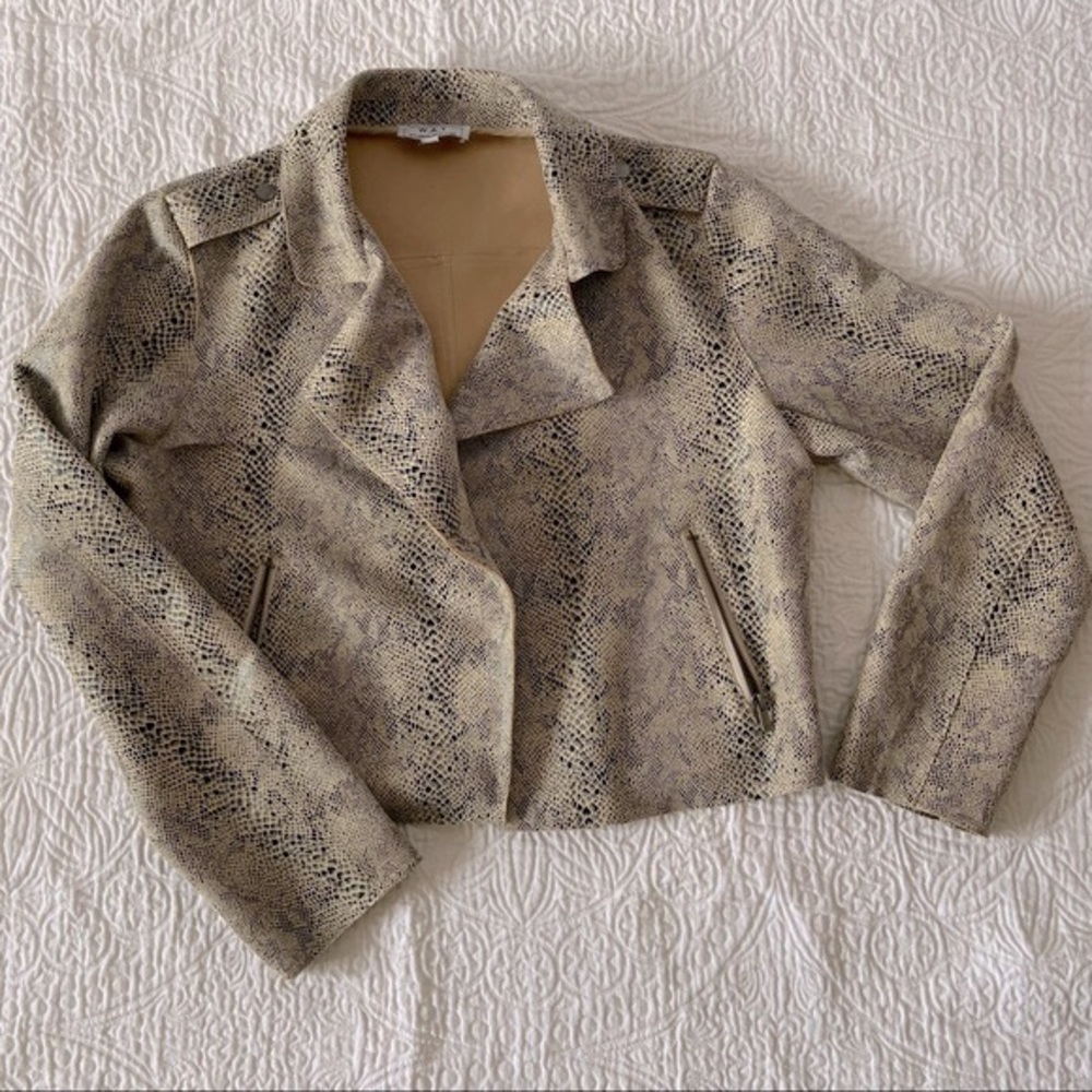 Faux snakeskin crop jacket